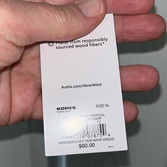 Nine West Asymmetrical Belted Dress in Blue and Yellow XL NWT - Picture 2 of 7